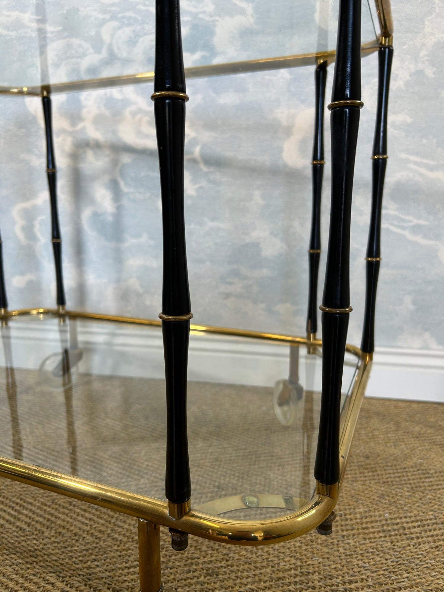 Black Faux Bamboo Cocktail Trolley, Attr. Maison Jansen, France 1960s