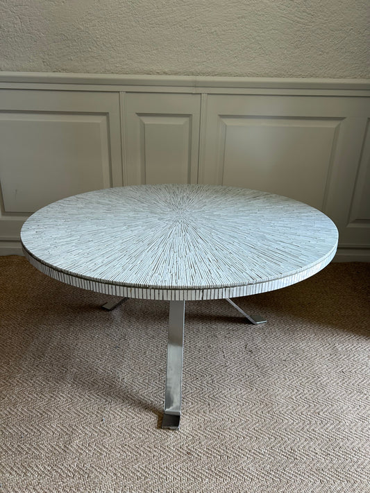 White Ceramic Mosaic Table, Germany, 1970's, In The Style Of Heinz Lilienthal / Berthold Müller