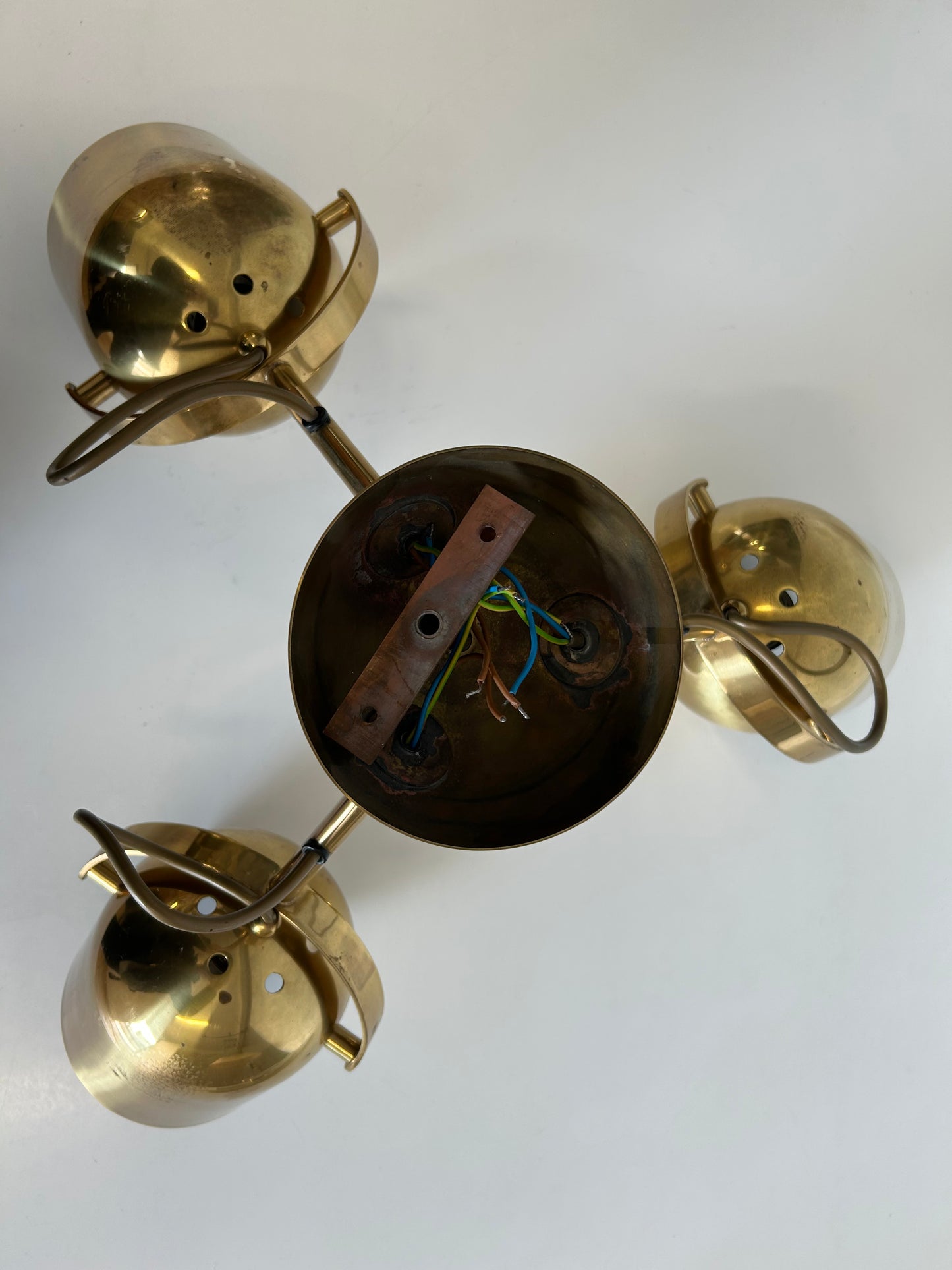 Brass Ceiling Light With 3 Adjustable Spotlights by Florian Schulz, Germany, 1970's