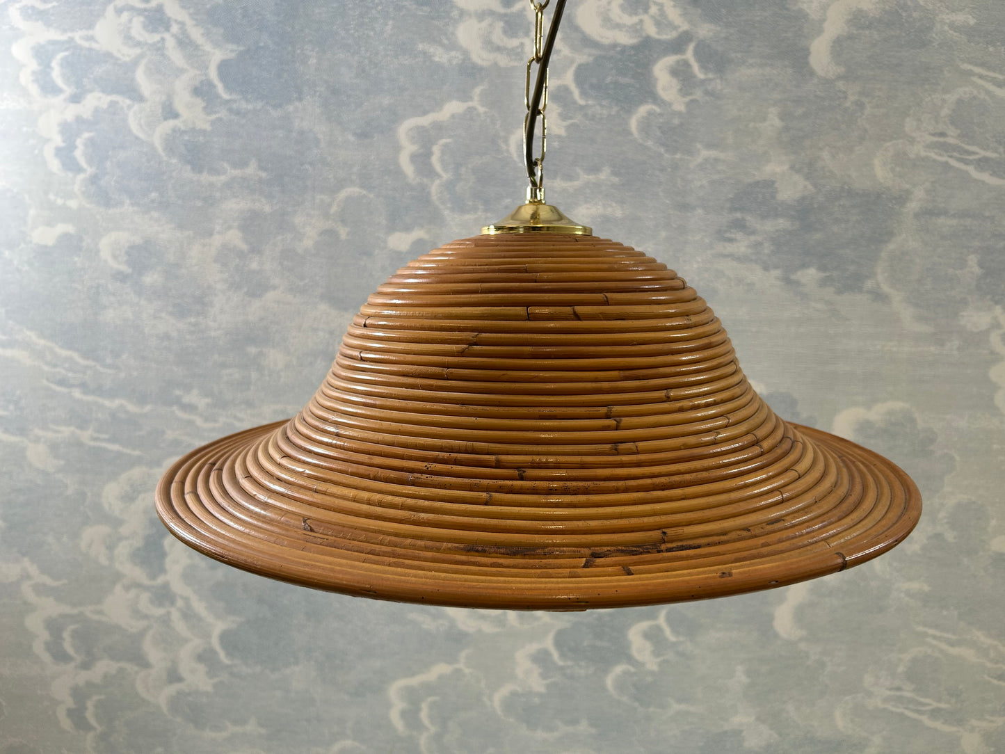 Bell-Shaped Pencil Reed Pendant Light, In The Style of Vivai Del Sud, Italy, 1960s