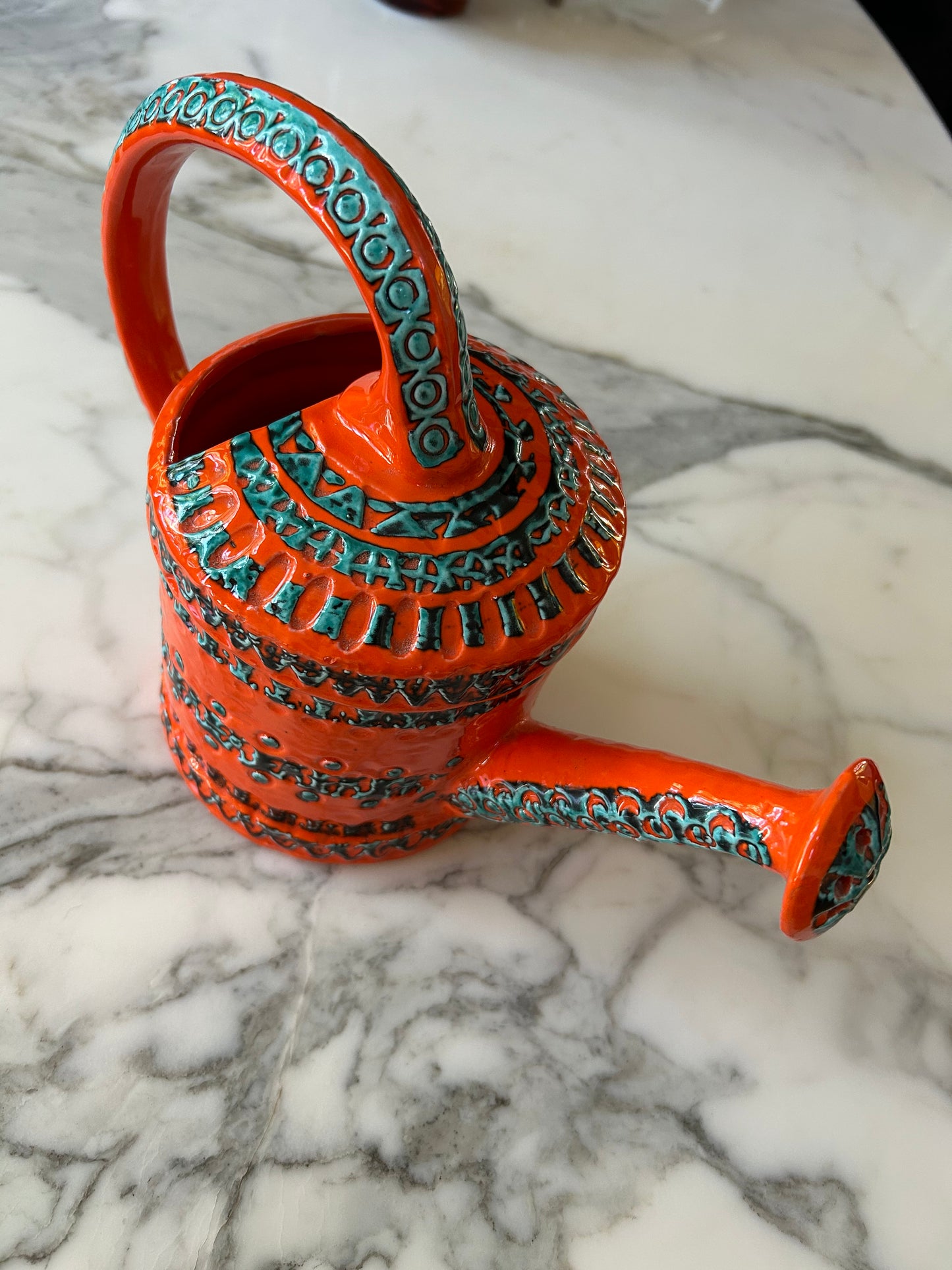 Orange Ceramic Watering Can 9839 by Aldo Londi for Bitossi Ceramiche, Italy 1960's