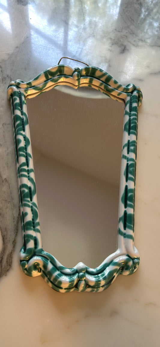 Green & White Ceramic Mirror by Gmundner Keramik, Austria, 1960's
