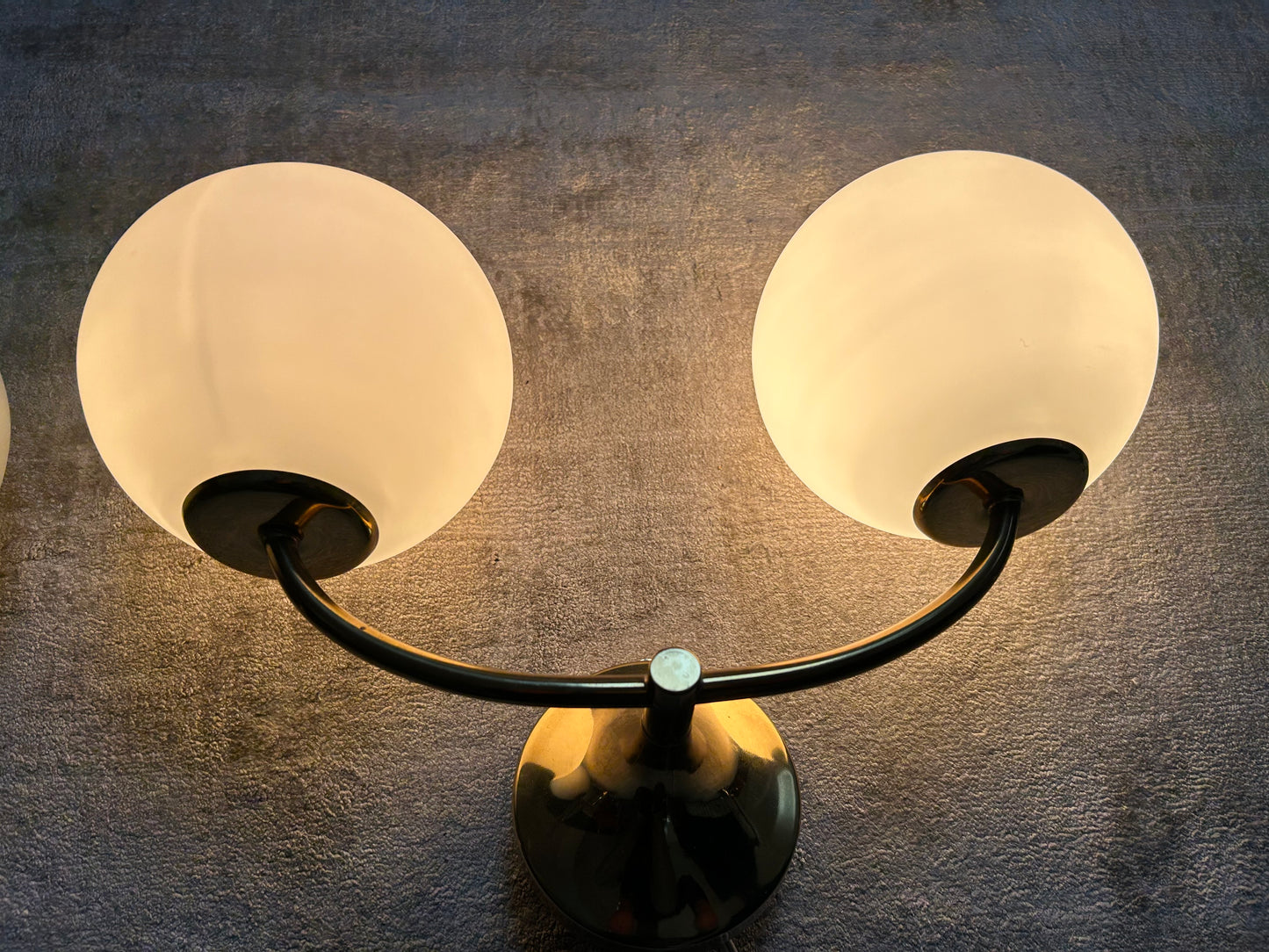Pair of Wall Lights by Temde, Glass Globes on Brass Frame, Model 1804, Switzerland 1960's