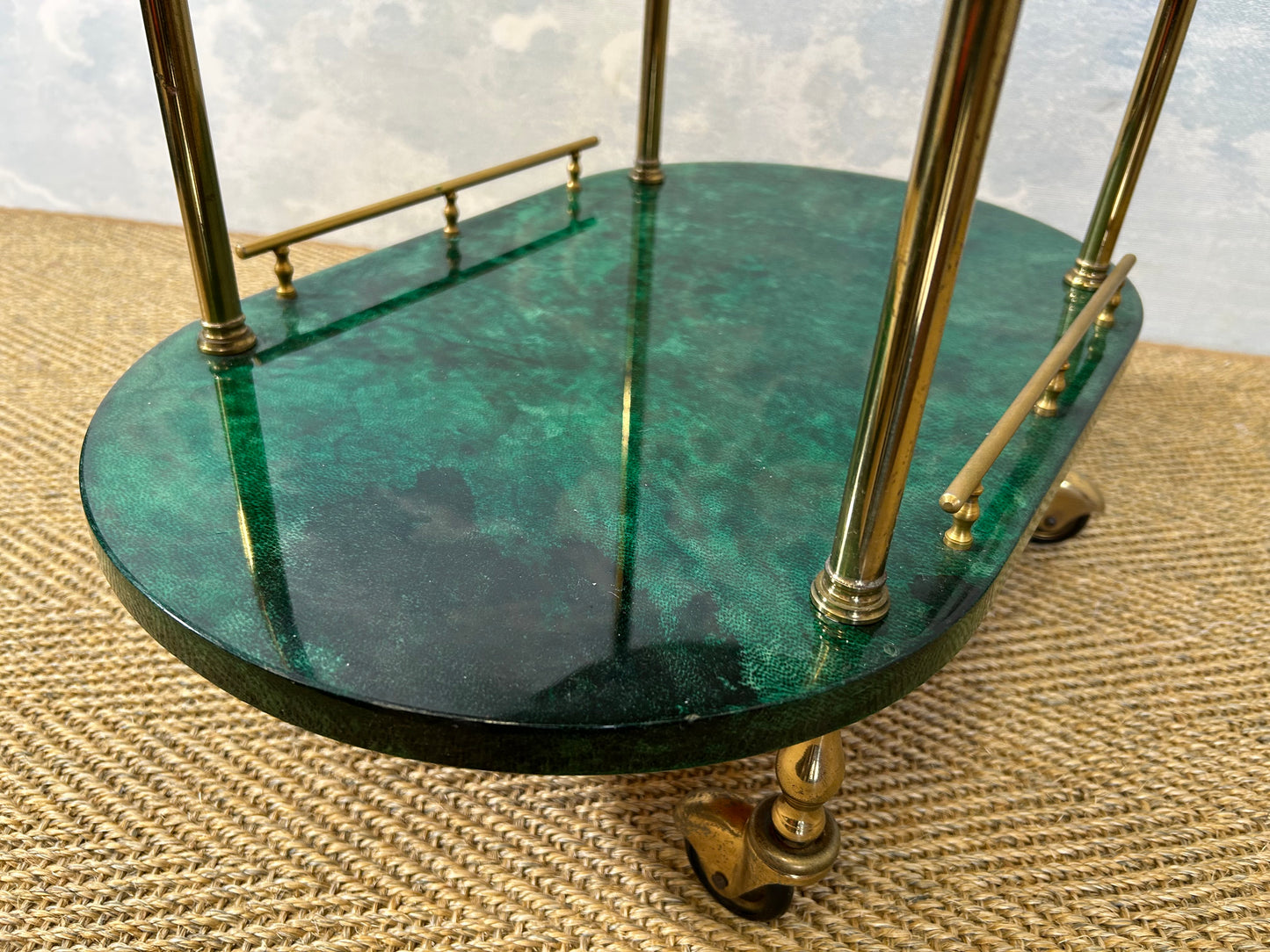 Petit Aldo Tura Bar Cart in Forrest Green, Italy, 1960s