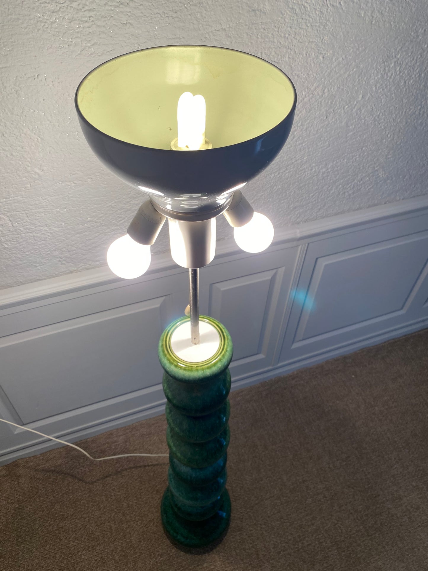 Large Green Ceramic Floor Lamp, Kaiser Leuchten, Germany 1960s (Model 08751)