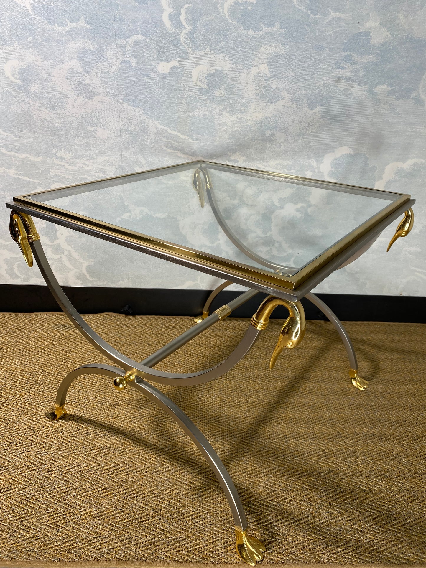 Maison Jansen one of two Neoclassical Curule Side Tables, France, 1970s