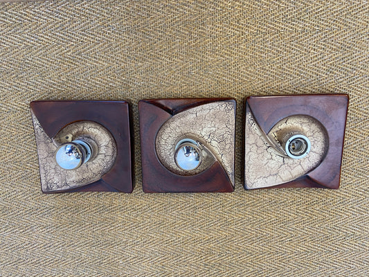 Set of 3 Ceramic Wall Lights by PAN Keramik, Germany, 1970s - West German Pottery, Fat Lava