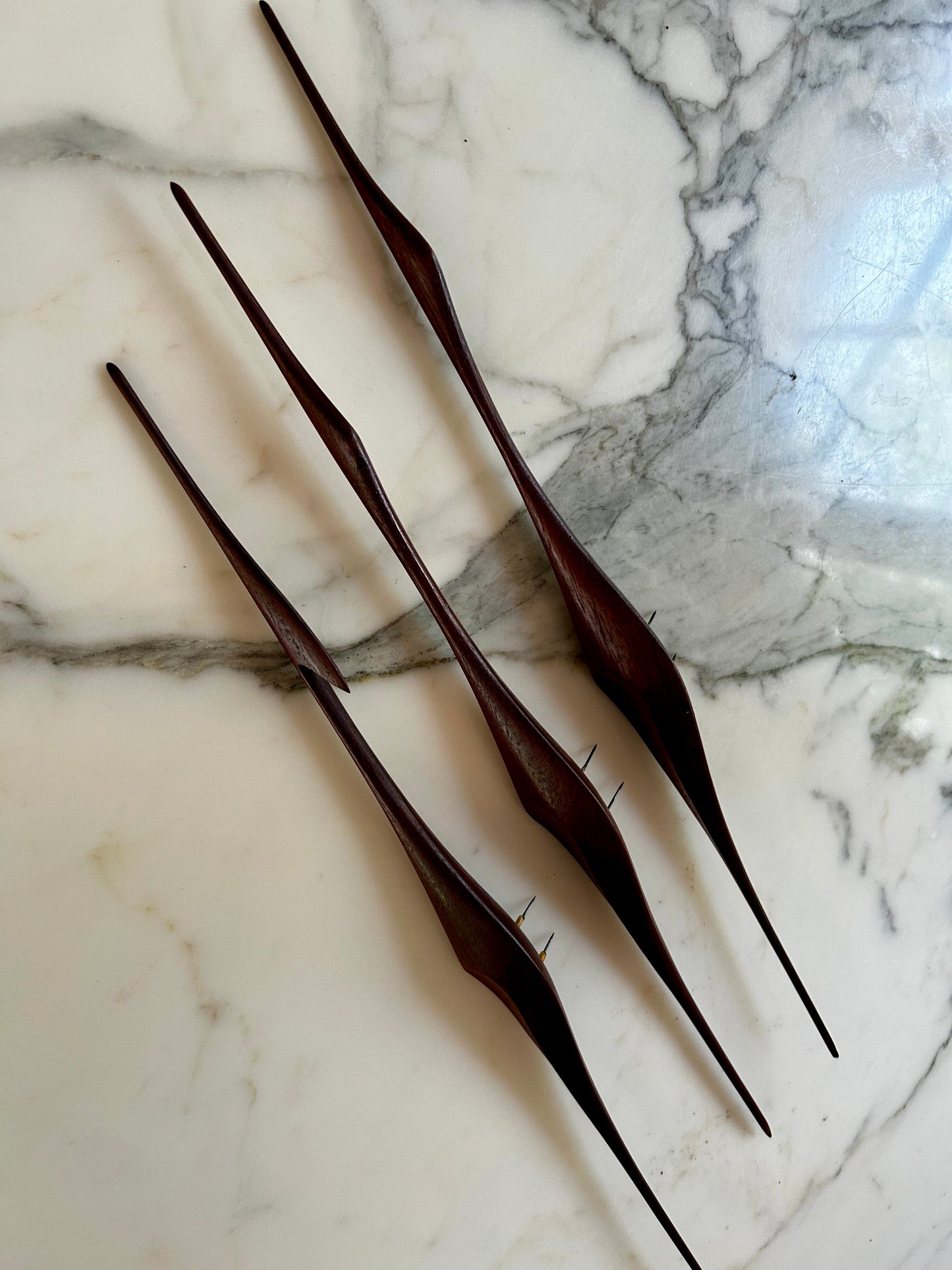 Set of 3 Teak Wall Mounted Cranes, Scandinavian Modern, Denmark, 1960's