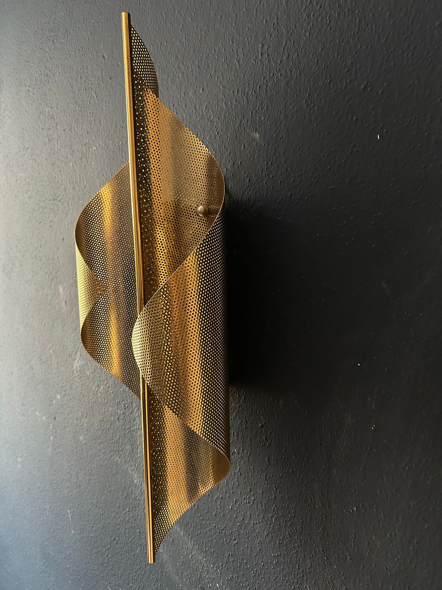 Pair of Perforated Brass Scones by Christoph Palme, Germany, 1980's