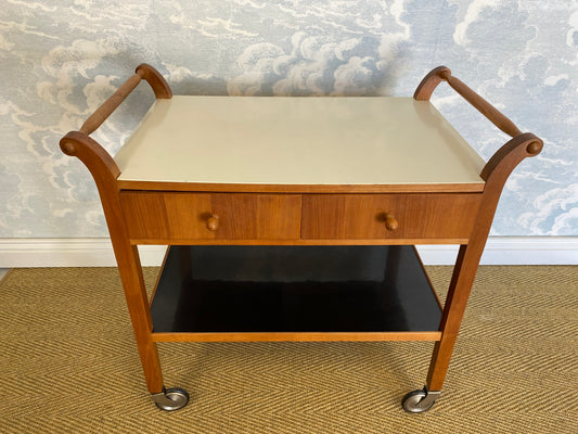 Scandinavian Modern Teak Serving Cart With Drawers, Sweden, 1950's