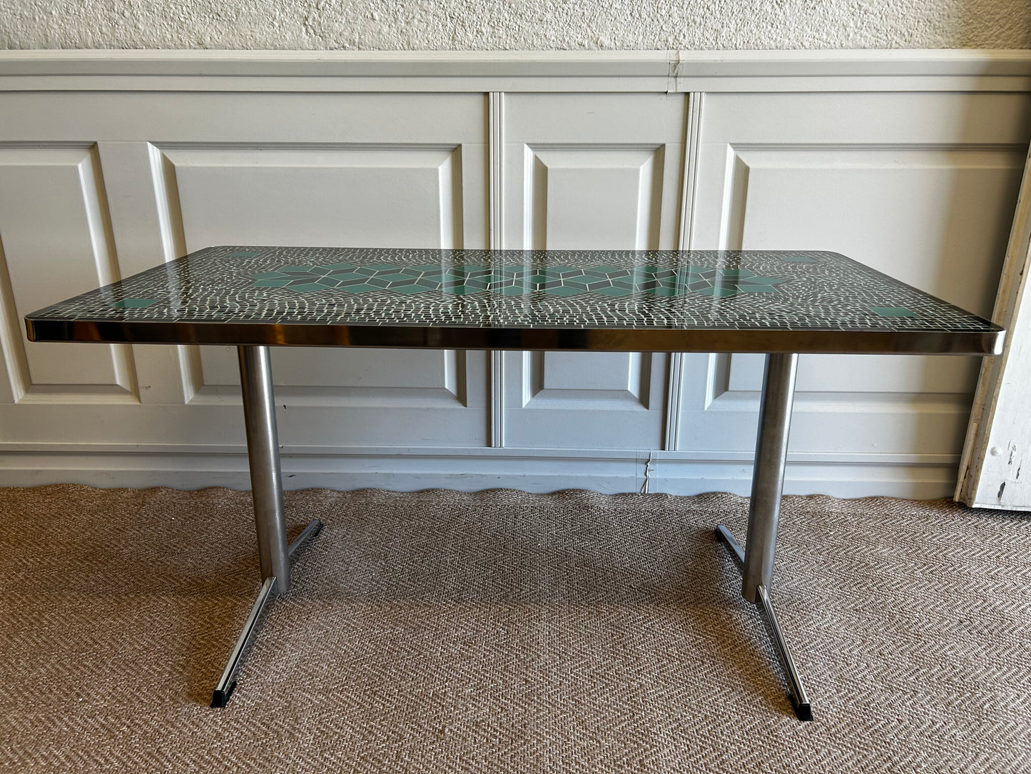 Sage Green and Black Ceramic Mosaic Coffee Table, Germany, 1970's