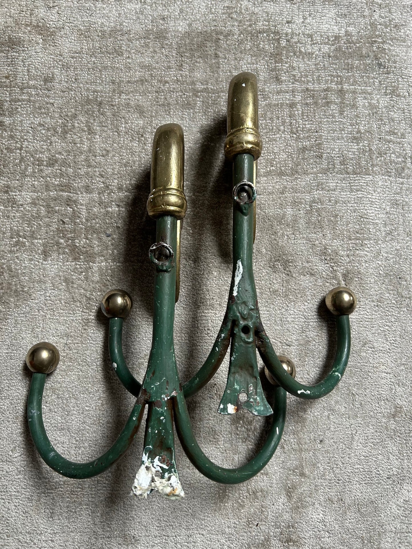 Rare Set of Swan Neck Coat Hooks with Mirror Frame Attr. Maison Jansen, France, 1950s