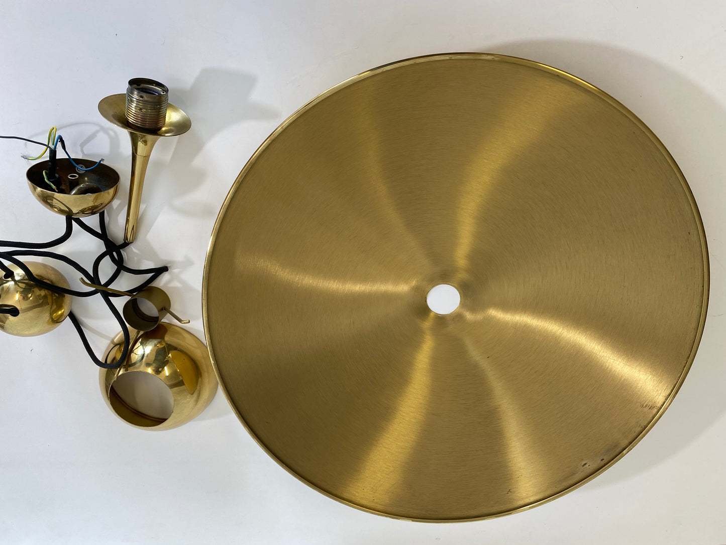 Adjustable Brass Pendant Light Onos 55 Center Pull by Florian Schulz, Germany, 1970's