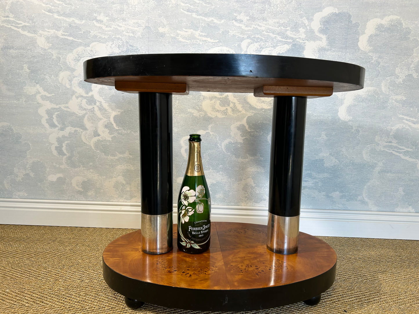 Art Deco Side Table with Walnut Burl Wood Veneer, France, 1930's