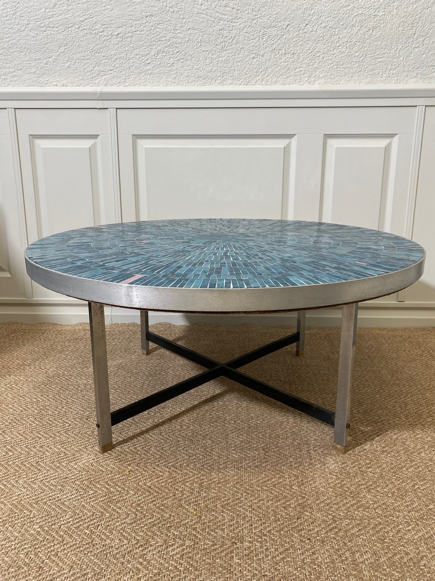 Turquoise Mosaic Lounge Table by Berthold Müller-Oerlinghausen, 1960s Outdoor Cocktail Table, Mid Century