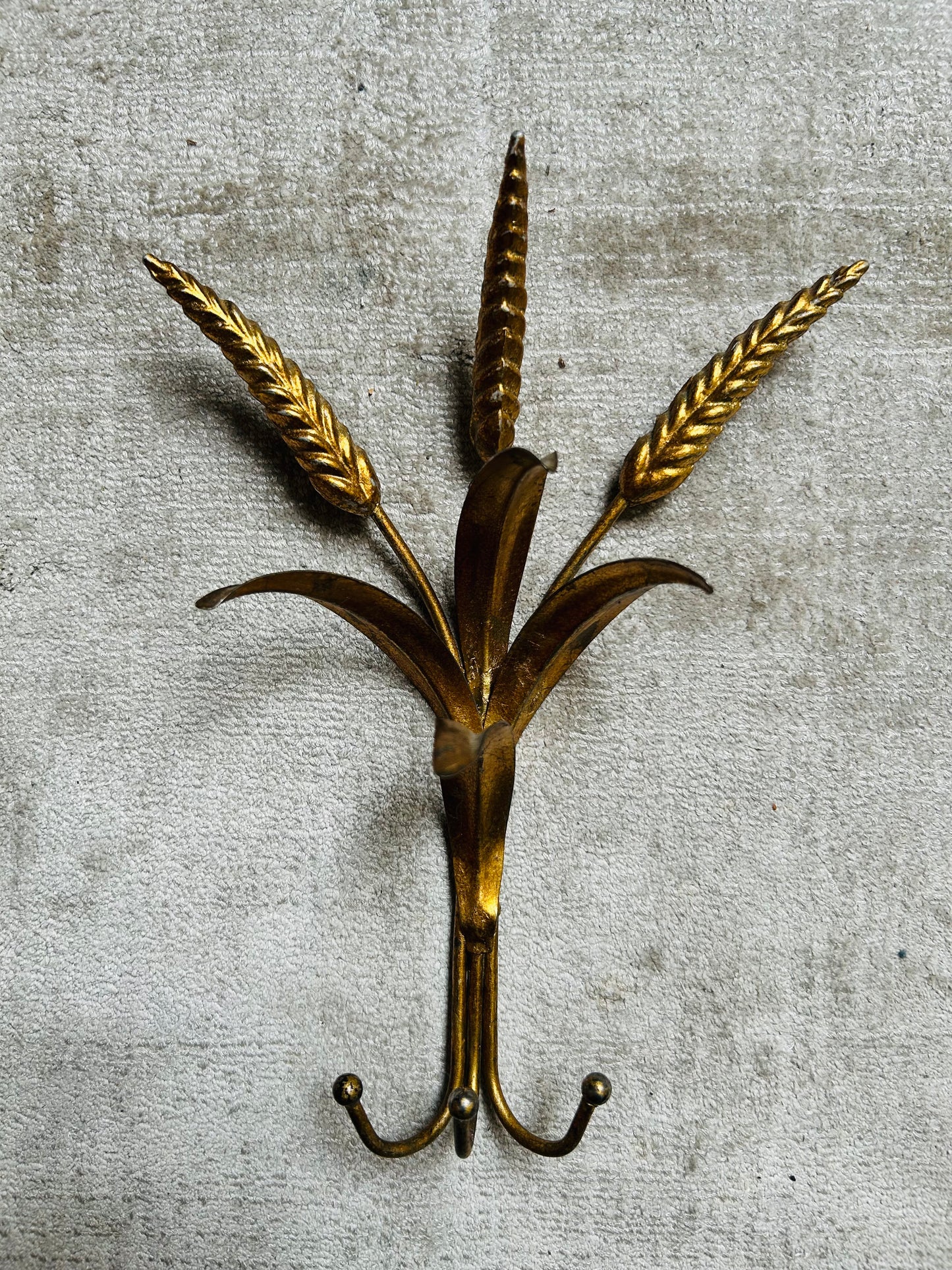 Set of 3 Wheat Sheaf Coat Hooks, Italy, 1960's, Hans Kogl style.