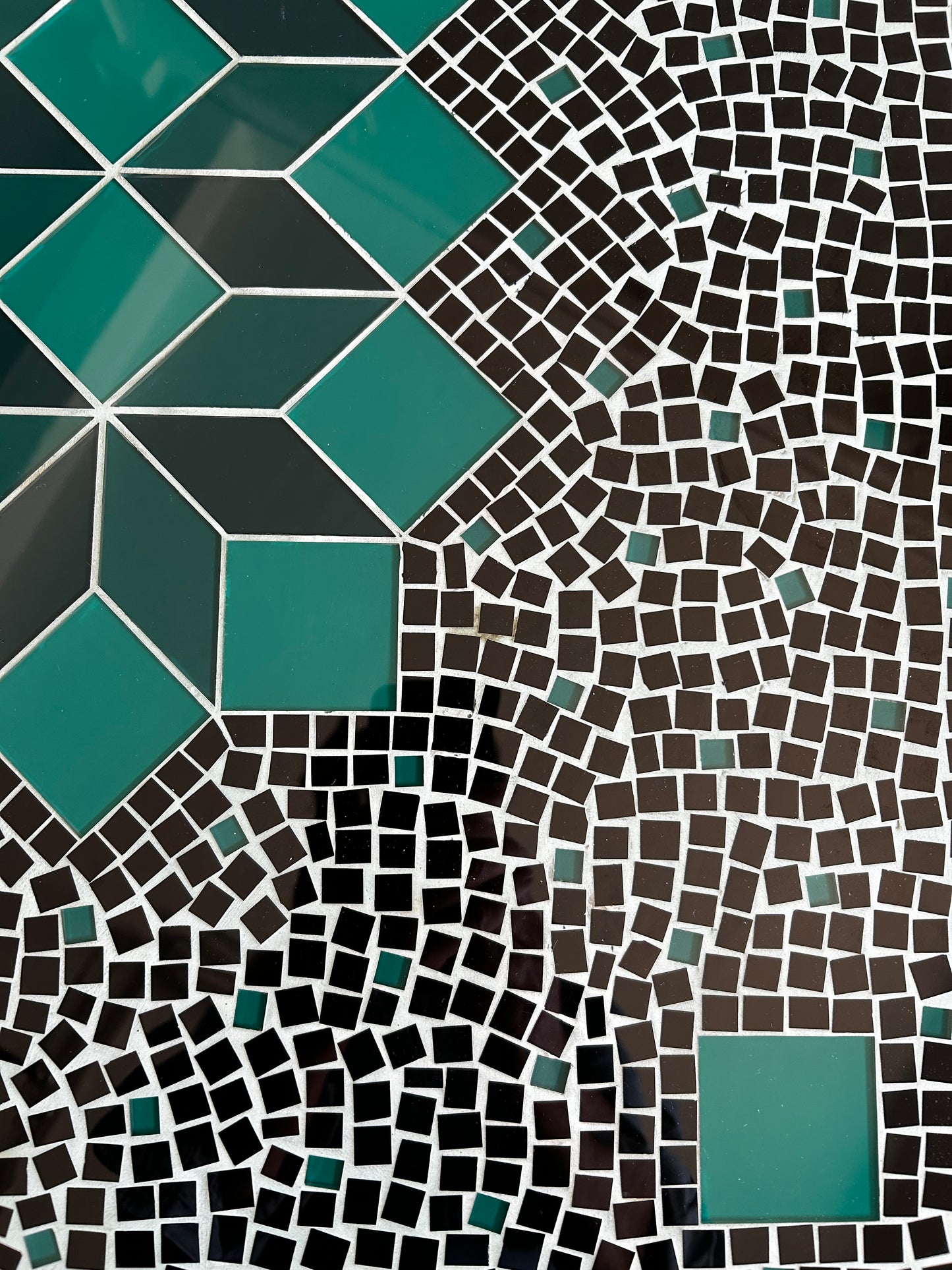 Sage Green and Black Ceramic Mosaic Coffee Table, Germany, 1970's