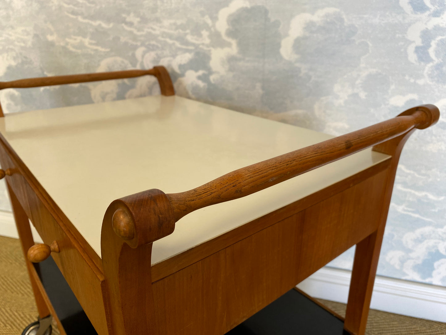 Scandinavian Modern Teak Serving Cart With Drawers, Sweden, 1950's