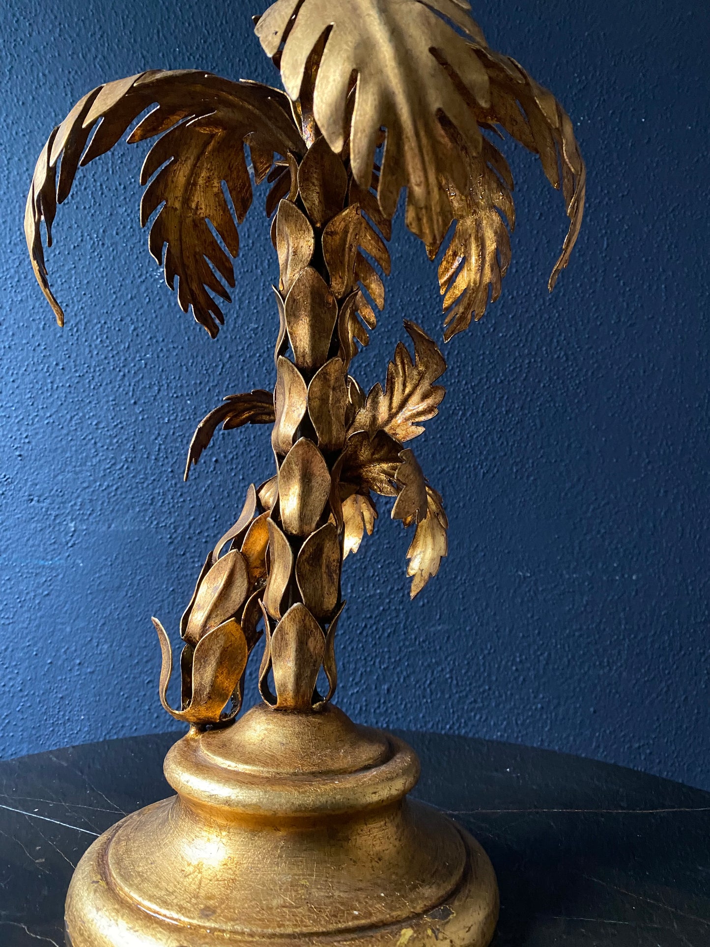 Hollywood Regency Gilt Metal Palm Tree Table Lamp by Hans Kögl, Germany, 1970s