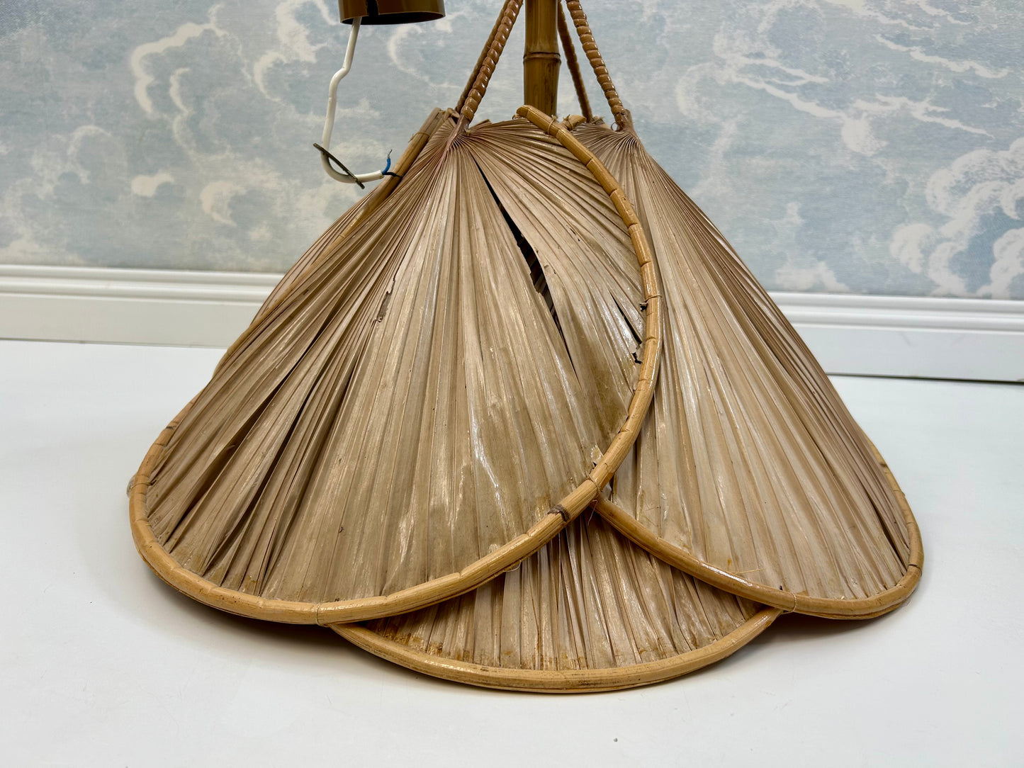 Mid-Century Modern Uchiwa Style Bamboo Pendant Light