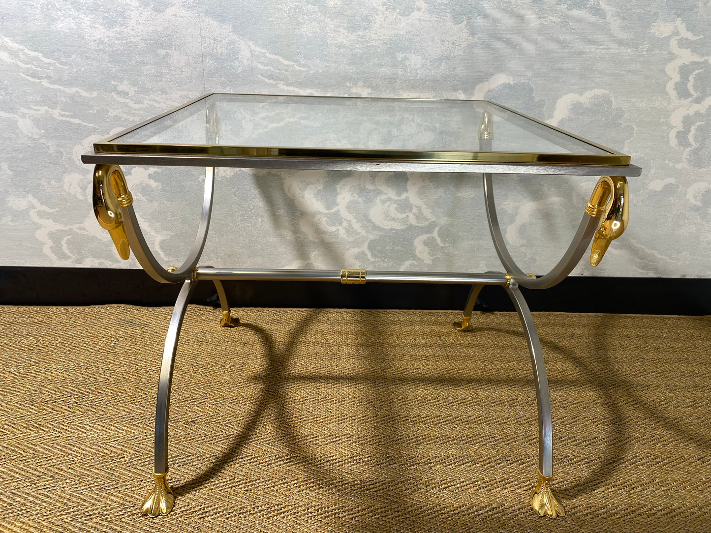 Maison Jansen one of two Neoclassical Curule Side Tables, France, 1970s