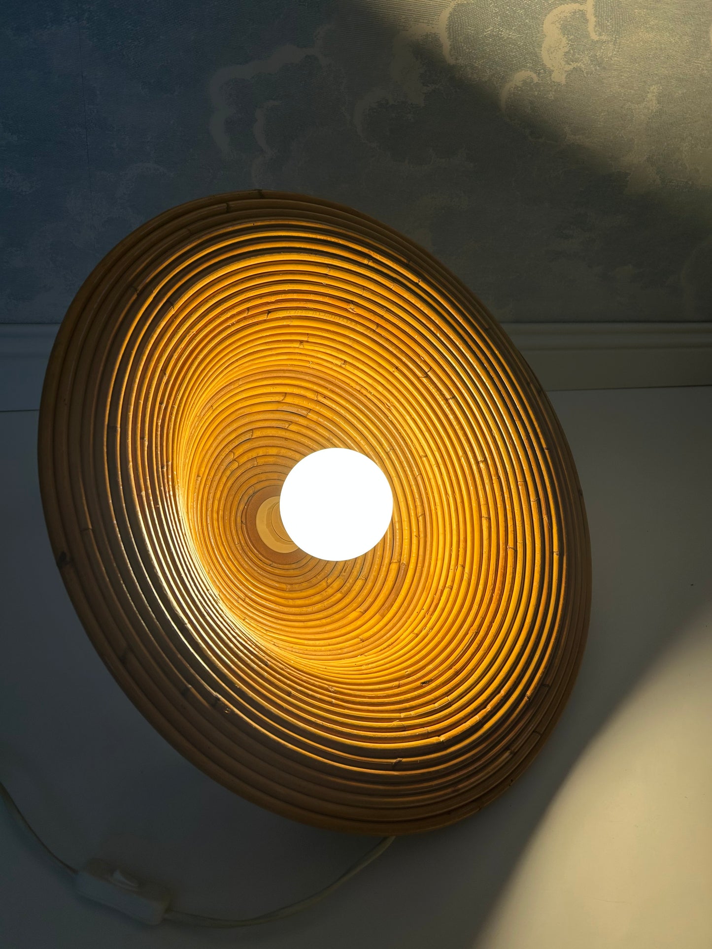 Bell-Shaped Pencil Reed Pendant Light, In The Style of Vivai Del Sud, Italy, 1960s