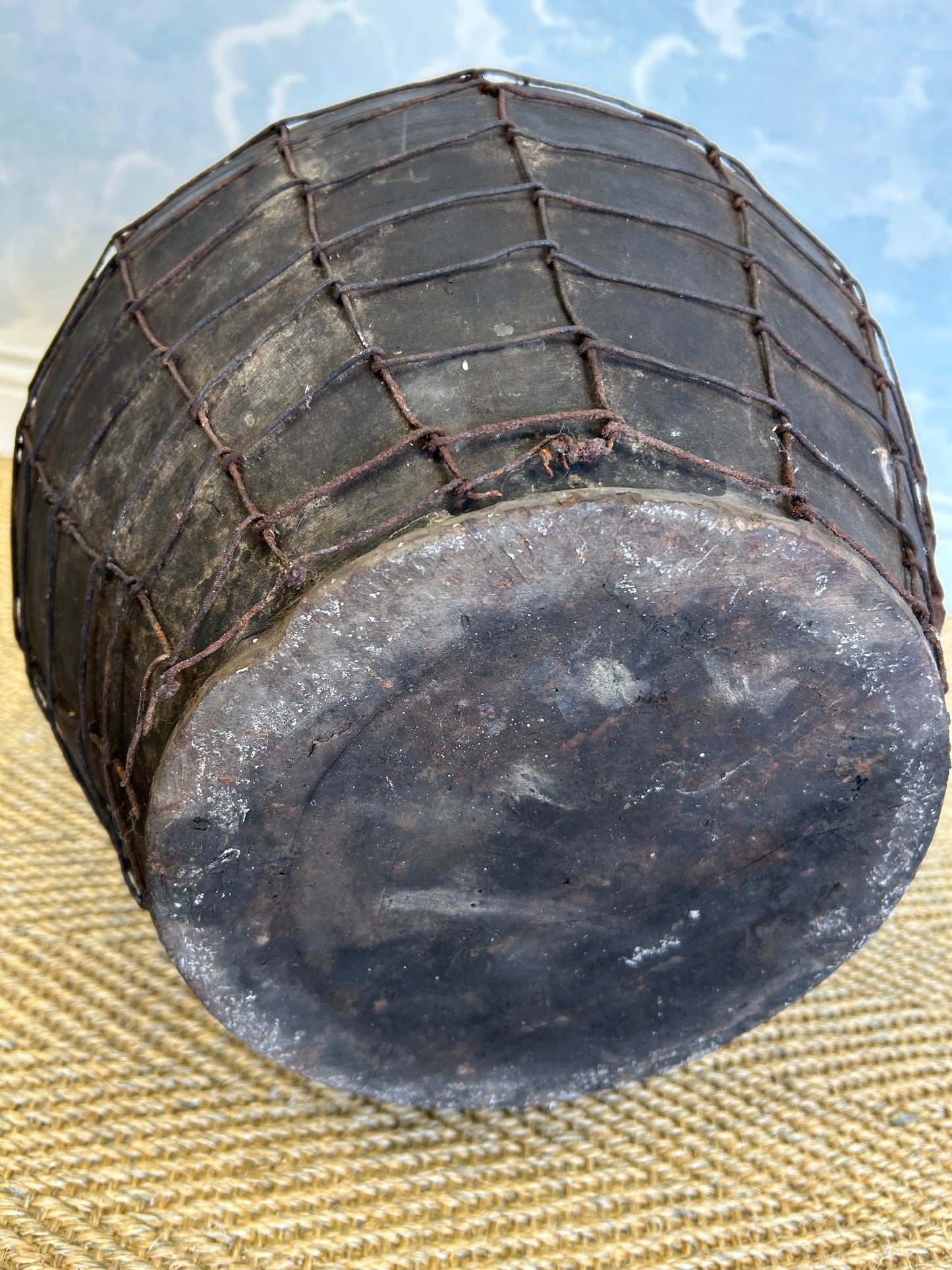 Artisan Clay Amphora With Wire Mesh, Romania, Circa 1950