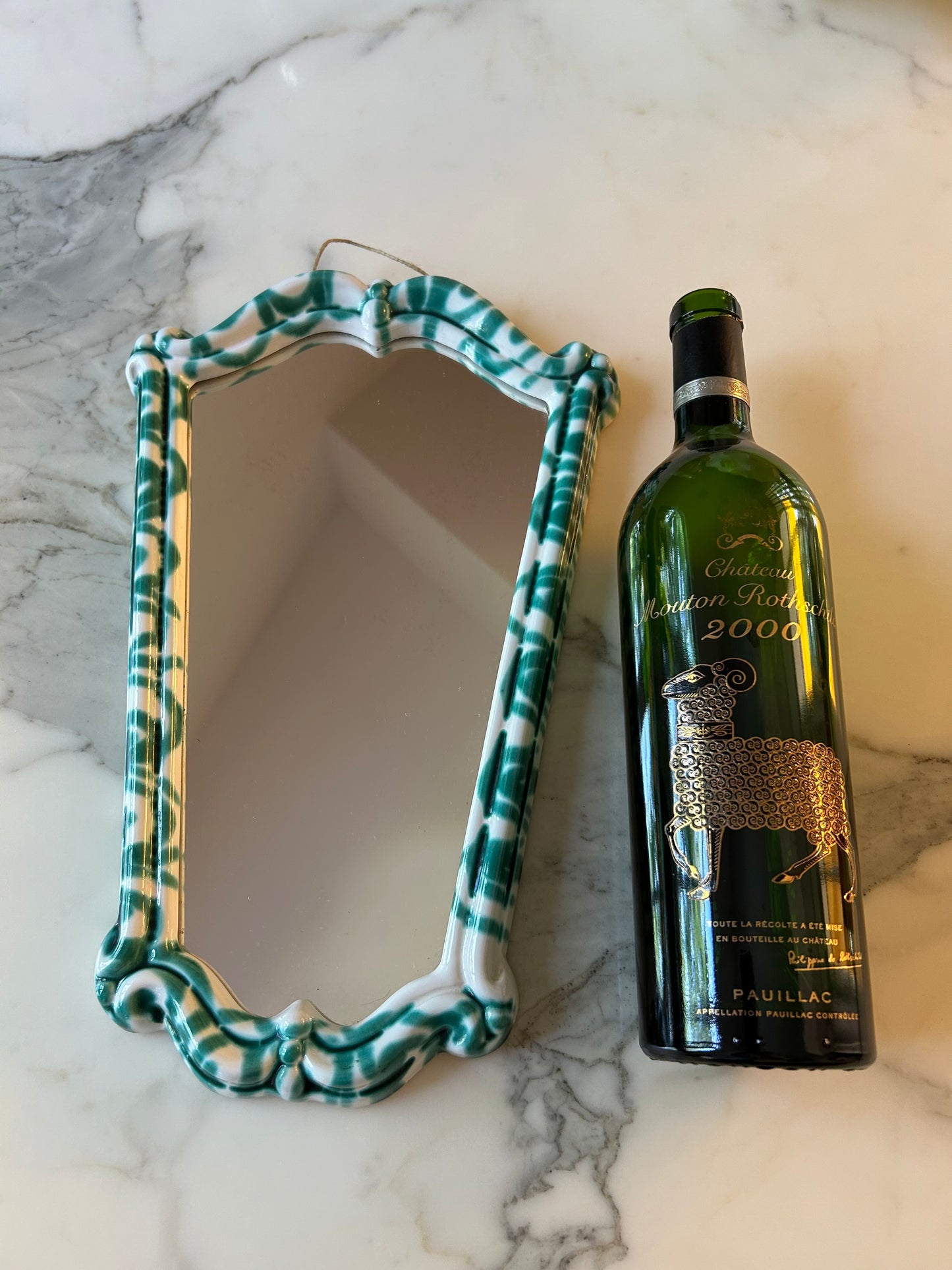 Green & White Ceramic Mirror by Gmundner Keramik, Austria, 1960's