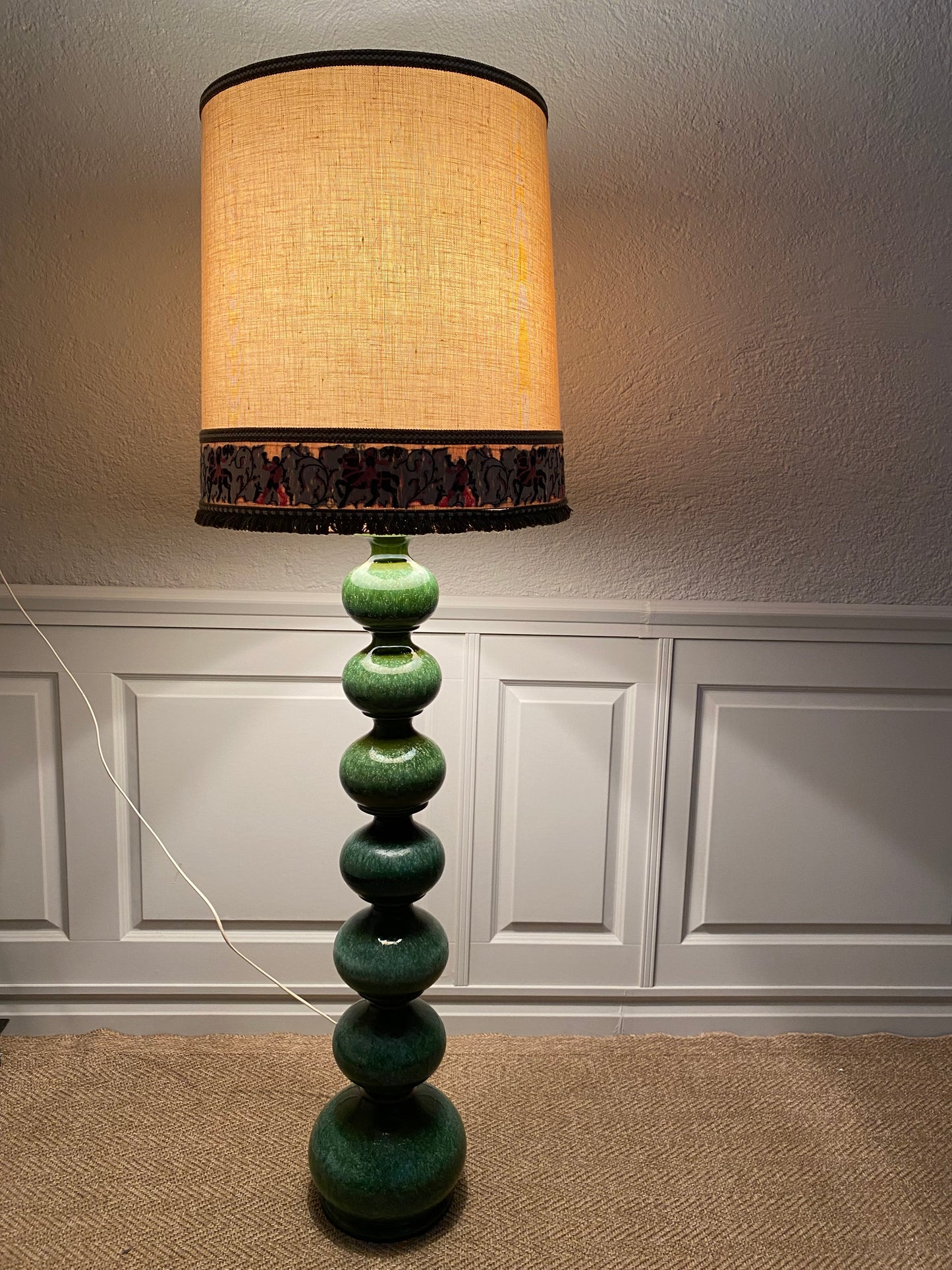 Large Green Ceramic Floor Lamp, Kaiser Leuchten, Germany 1960s (Model 08751)