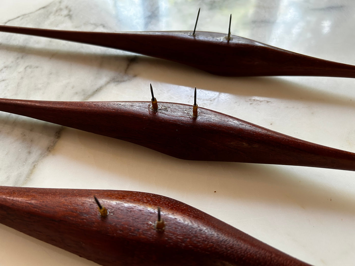 Set of 3 Teak Wall Mounted Cranes, Scandinavian Modern, Denmark, 1960's