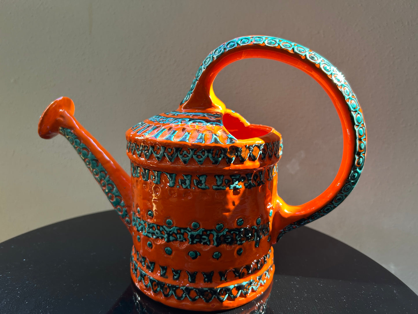 Orange Ceramic Watering Can 9839 by Aldo Londi for Bitossi Ceramiche, Italy 1960's