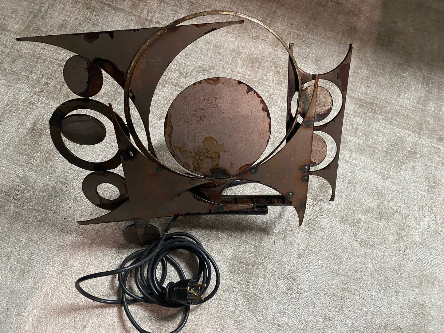 Henrik Horst Brutalist Metal Sculpture Wall Light, Denmark, Ca. 1970s.