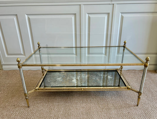 2-Tiered Coffee Table in Neoclassical Style, Maison Jansen France, 1960's