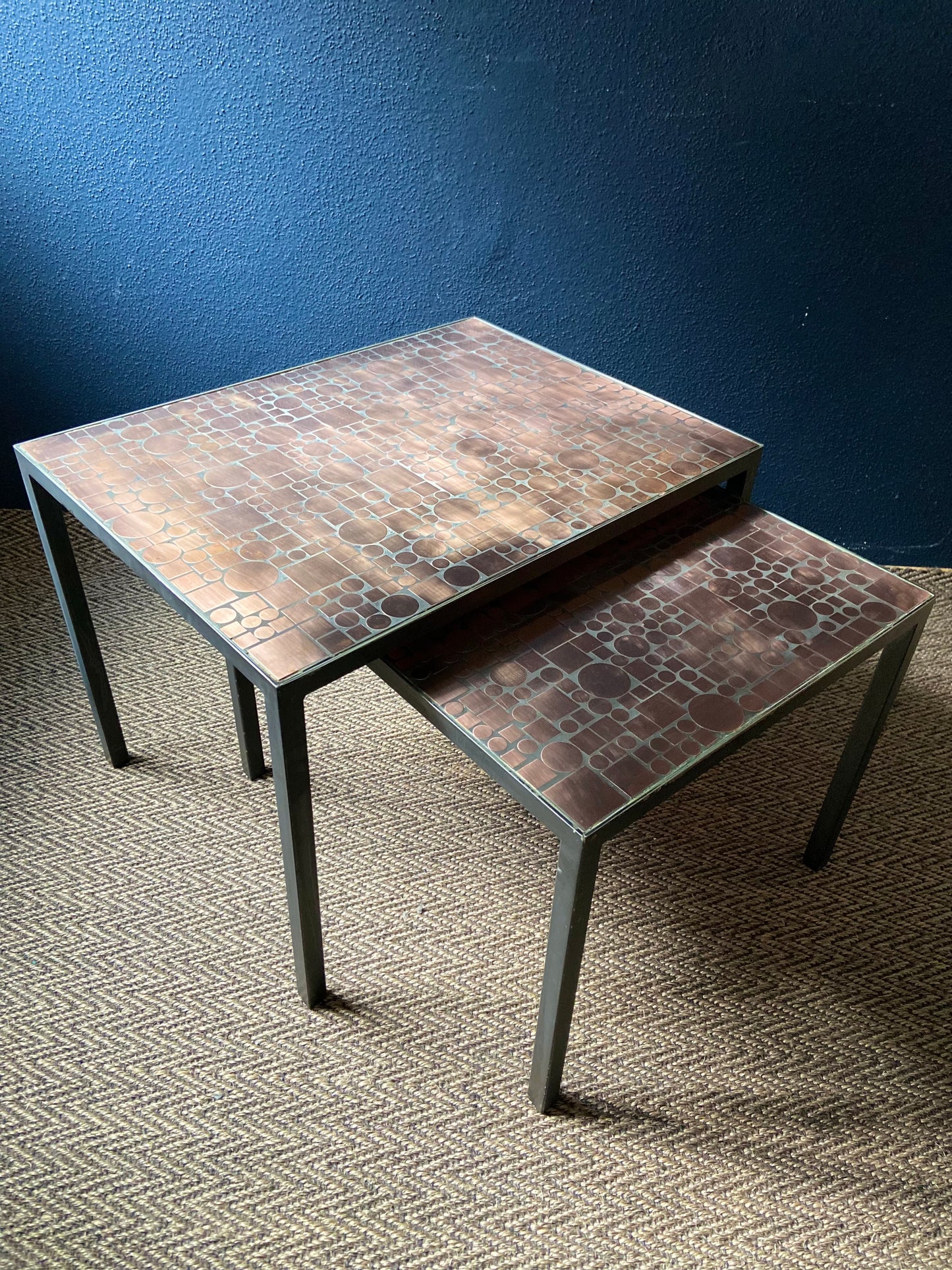 Copper Nesting Tables by Herbert Hirche for Rosenthal, Germany 1970s