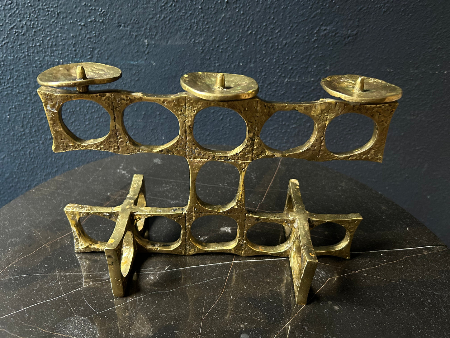 Hand Casted Brass Candelabra By Heinz Goll, Brutalist, 1970s Austria