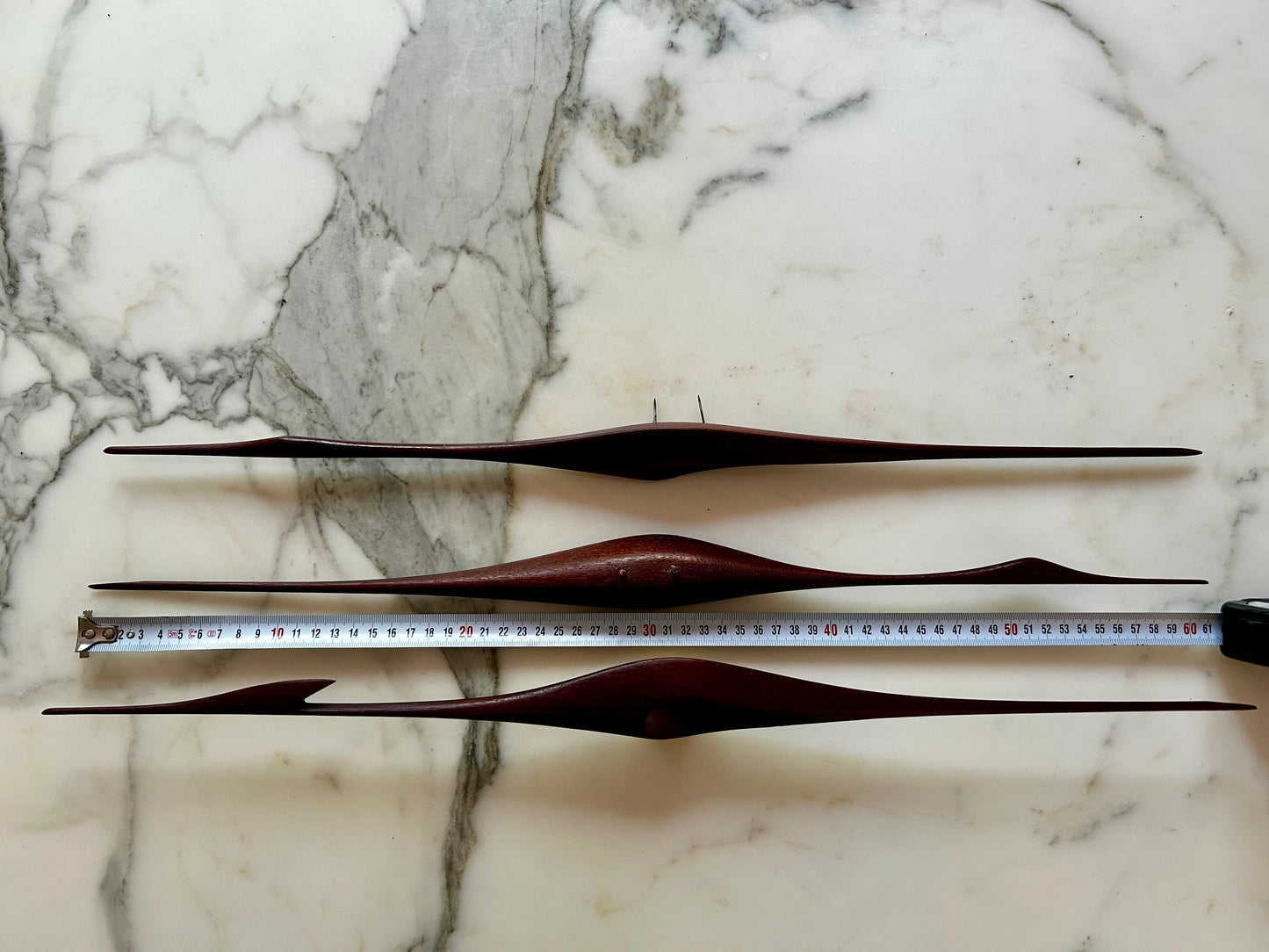 Set of 3 Teak Wall Mounted Cranes, Scandinavian Modern, Denmark, 1960's