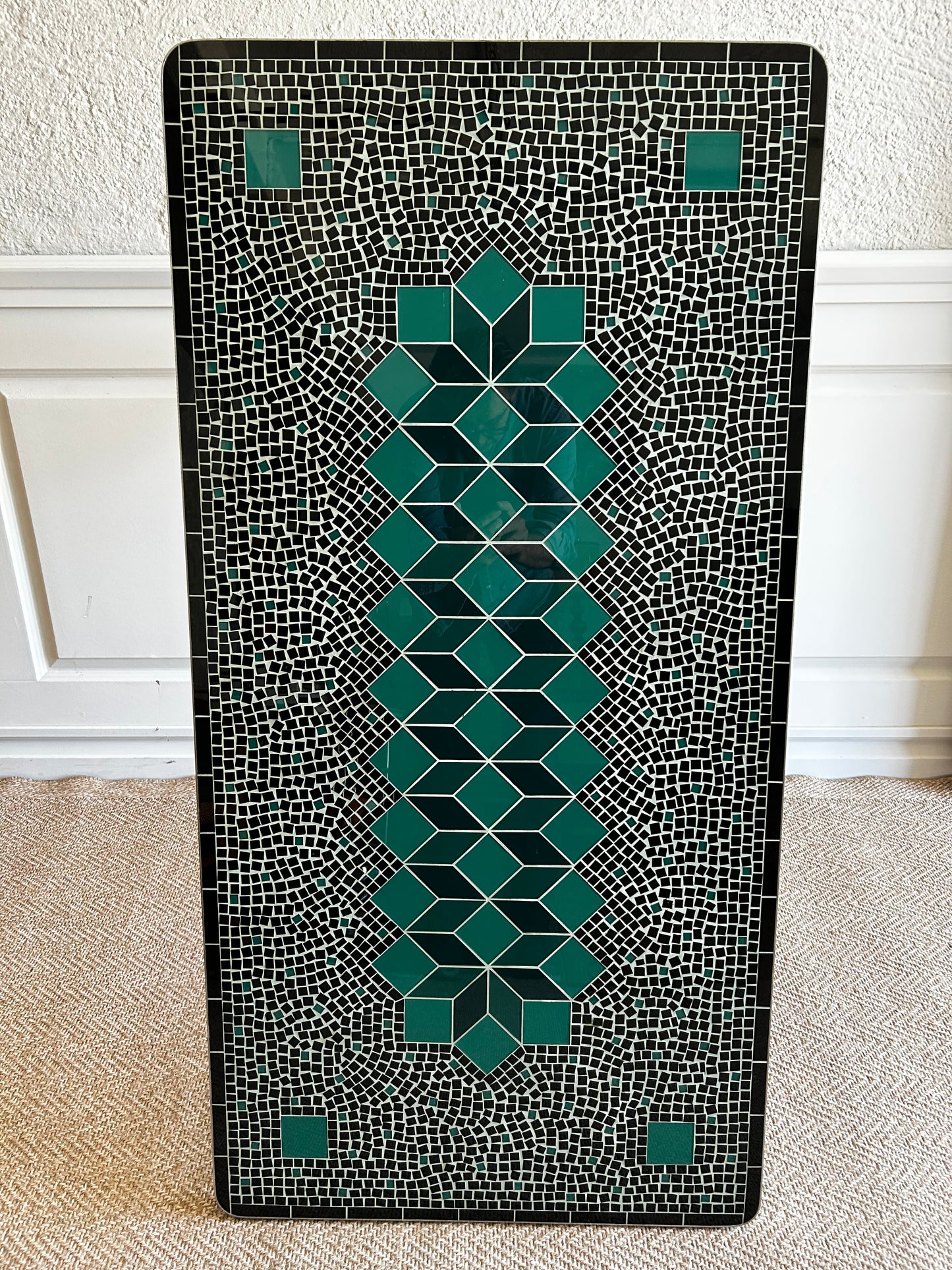 Sage Green and Black Ceramic Mosaic Coffee Table, Germany, 1970's