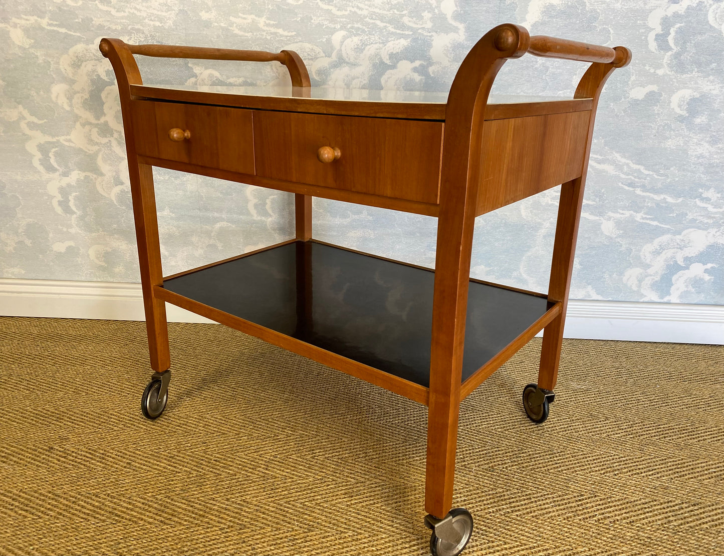 Scandinavian Modern Teak Serving Cart With Drawers, Sweden, 1950's