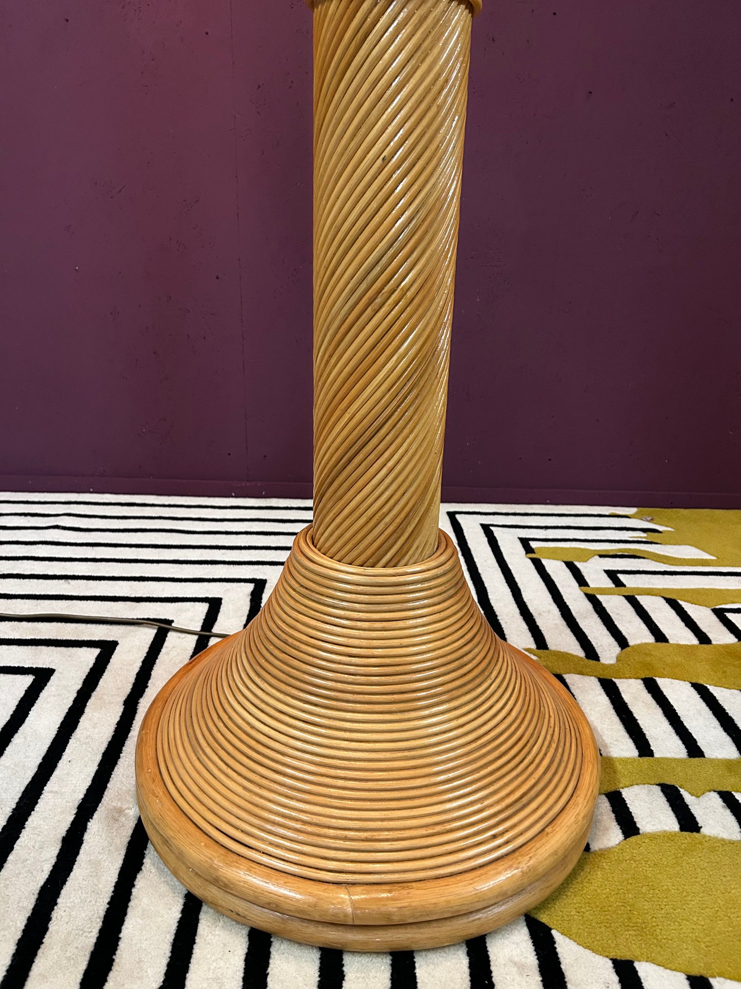 Very Large Bamboo and Rattan Palm Tree Floor Lamp, Mid-Century Modern