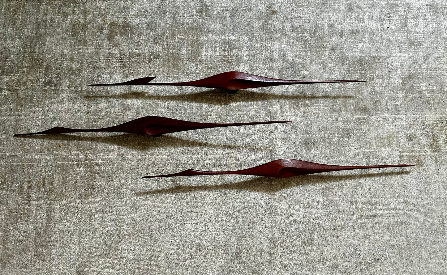 Set of 3 Teak Wall Mounted Cranes, Scandinavian Modern, Denmark, 1960's