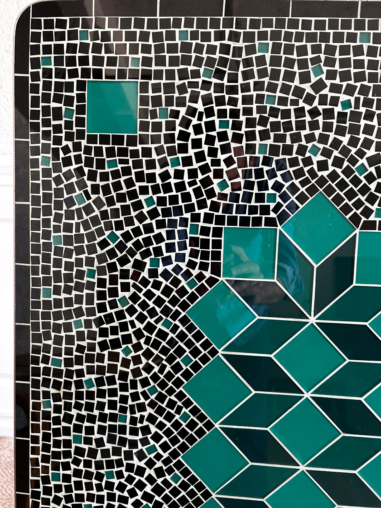 Sage Green and Black Ceramic Mosaic Coffee Table, Germany, 1970's