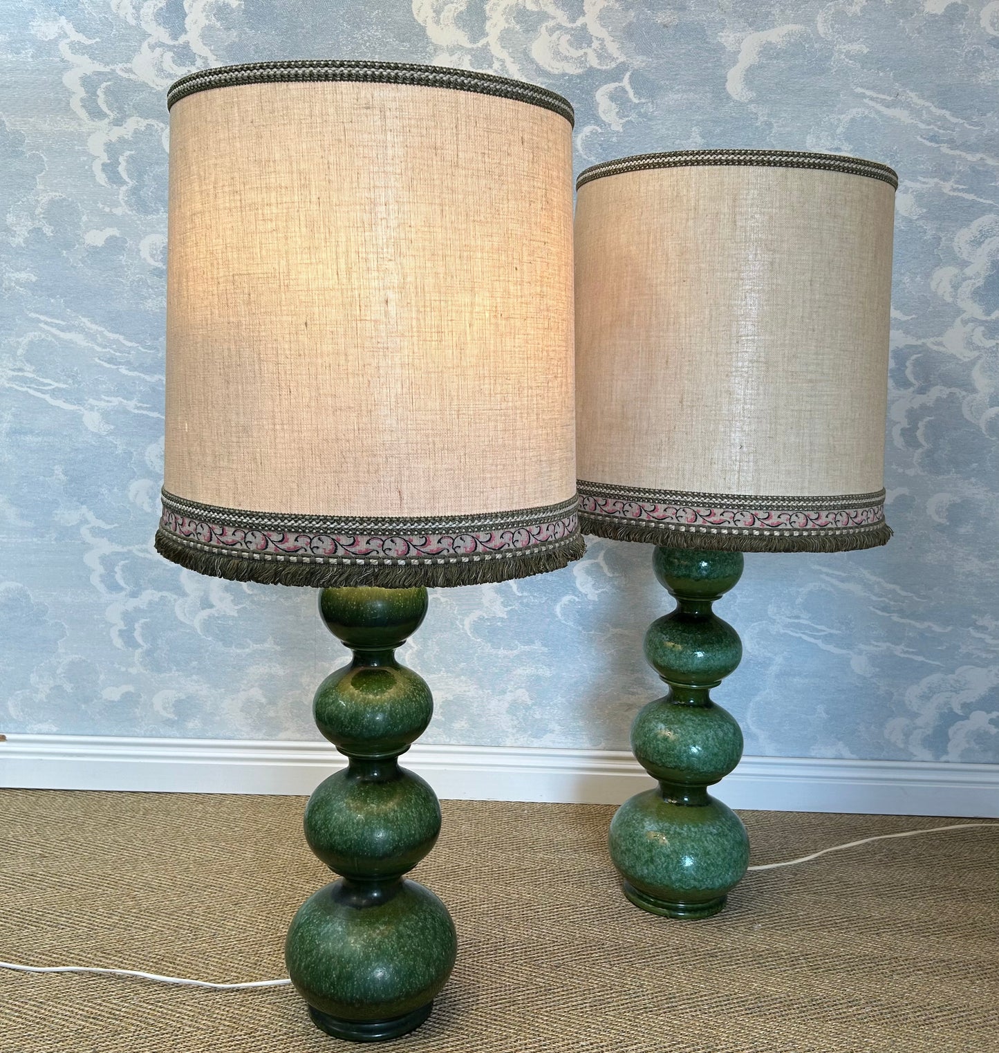 Green Ceramic Floor / Table Lamp, Kaiser Leuchten, Germany, 1960s Mid-Century Elegance