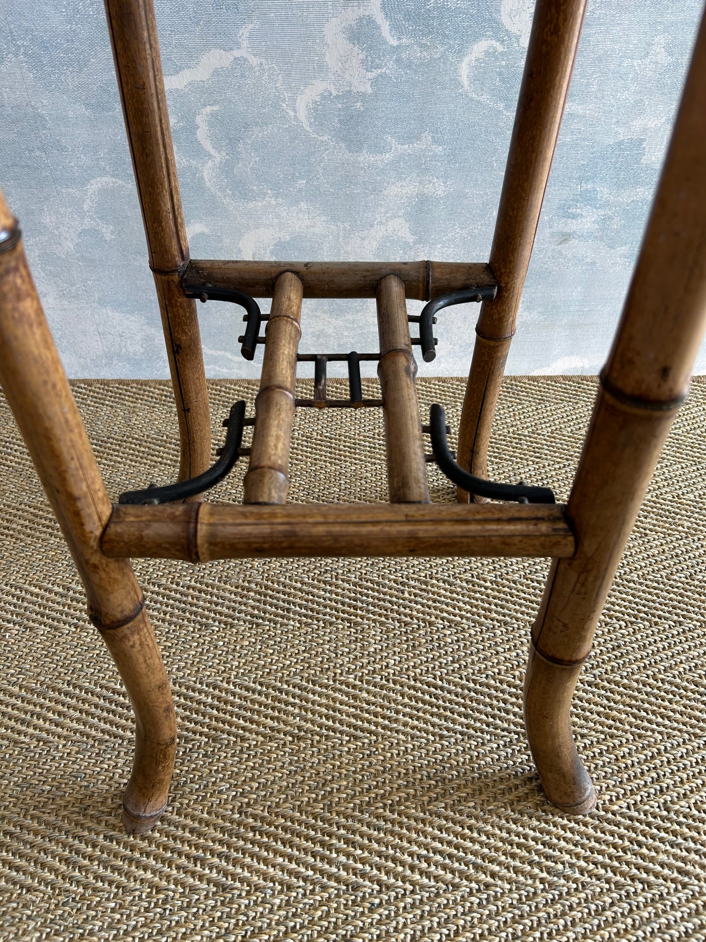 Bamboo Pedestal Table with Hand Painted Bird And Flower Motif, France, 19th Century