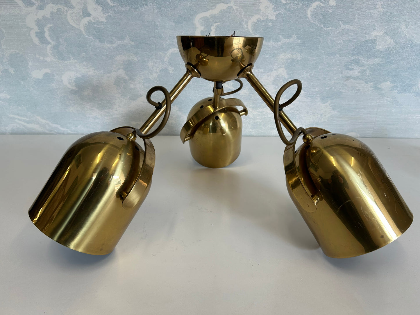 Brass Ceiling Light With 3 Adjustable Spotlights by Florian Schulz, Germany, 1970's