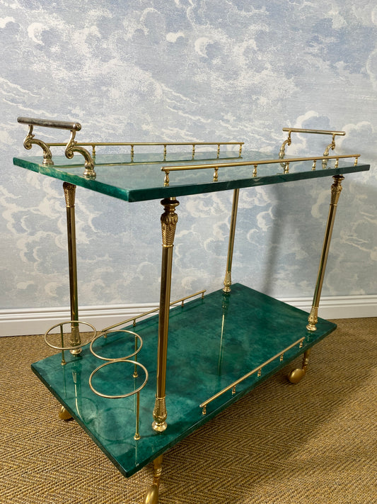 ALDO TURA Green Bar Cart / Trolley, Italy 1960s