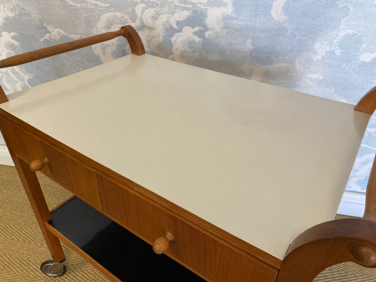 Scandinavian Modern Teak Serving Cart With Drawers, Sweden, 1950's