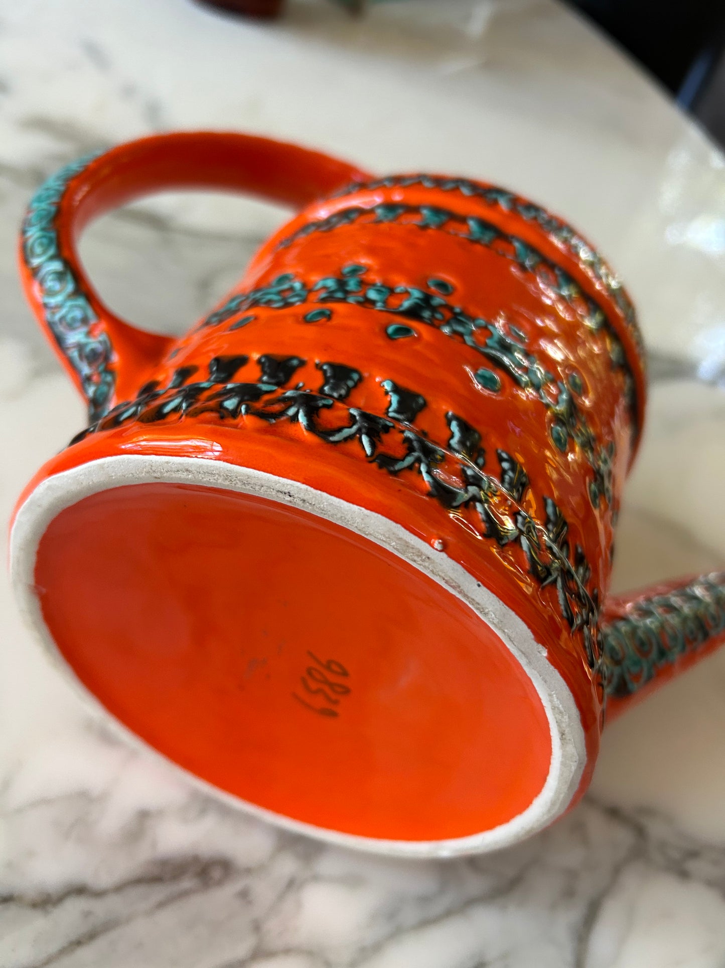 Orange Ceramic Watering Can 9839 by Aldo Londi for Bitossi Ceramiche, Italy 1960's