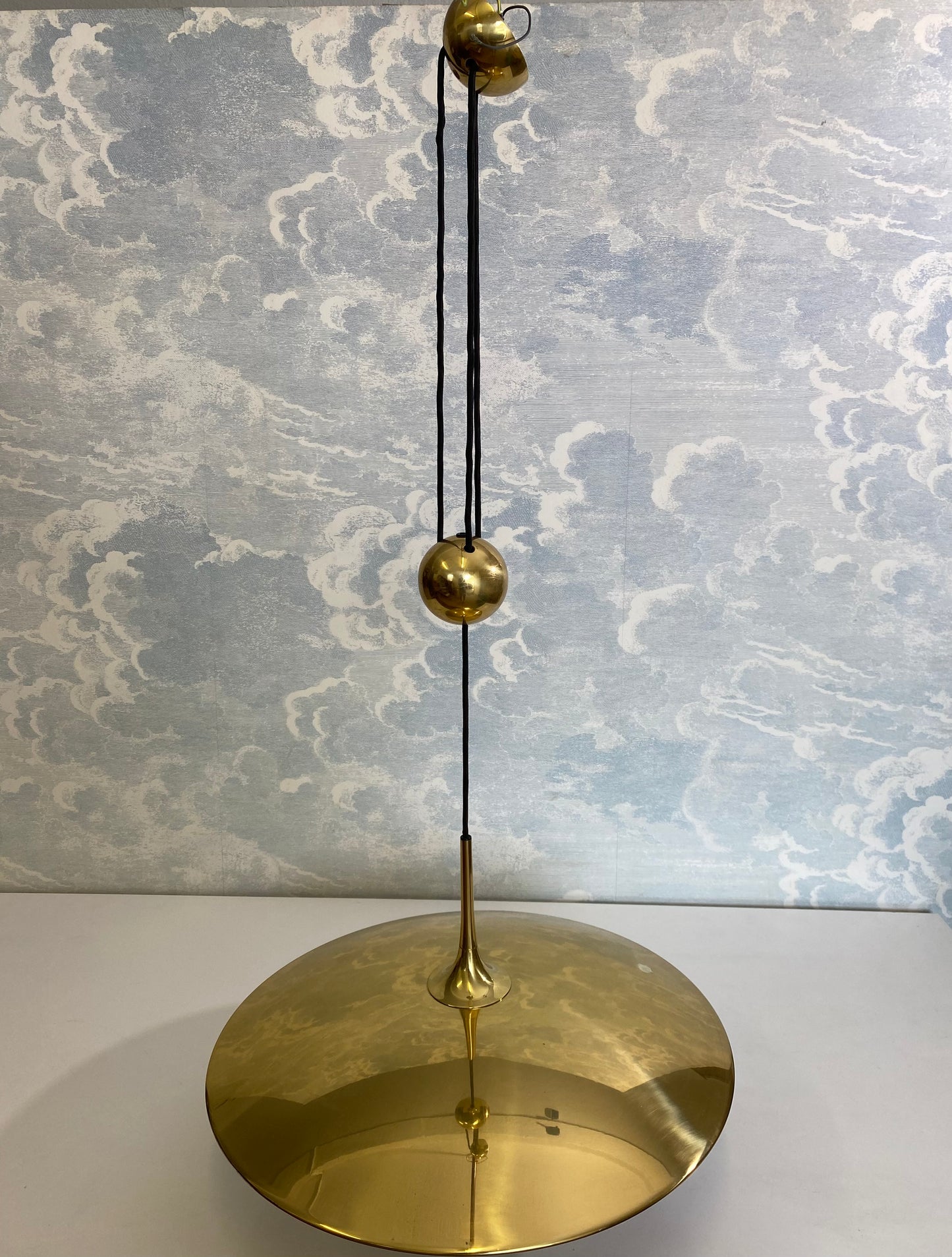 Adjustable Brass Pendant Light Onos 55 Center Pull by Florian Schulz, Germany, 1970's