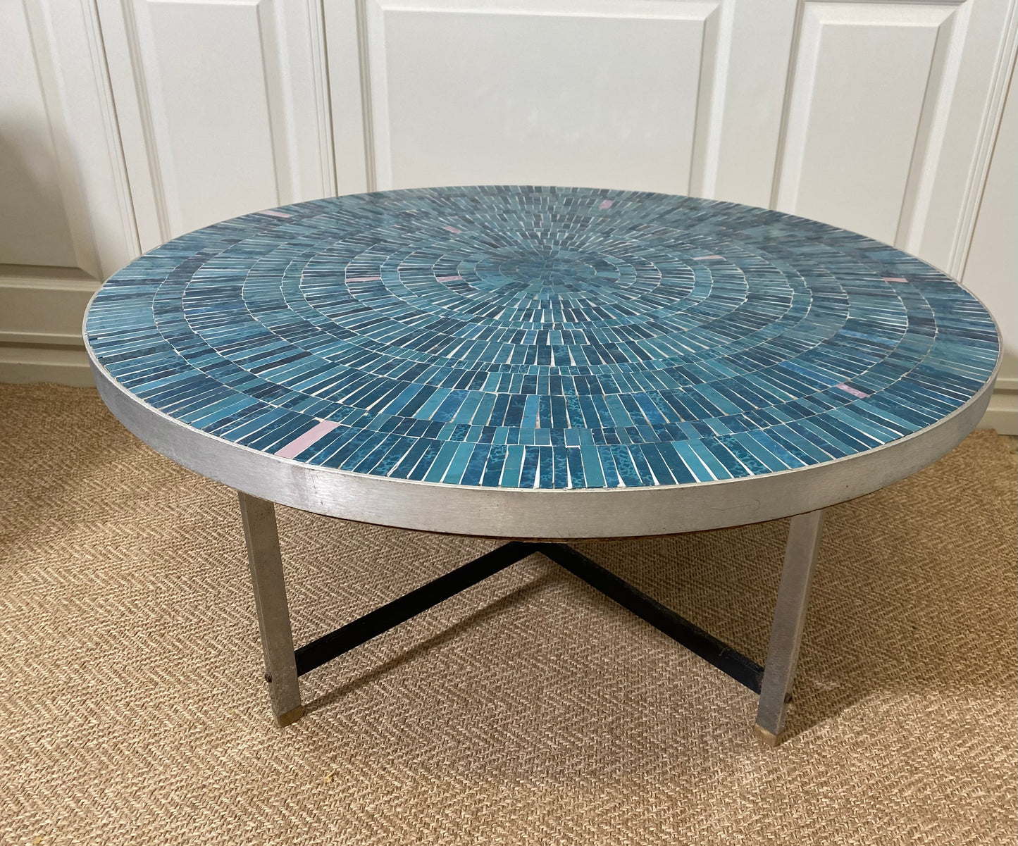 Turquoise Mosaic Lounge Table by Berthold Müller-Oerlinghausen, 1960s Outdoor Cocktail Table, Mid Century