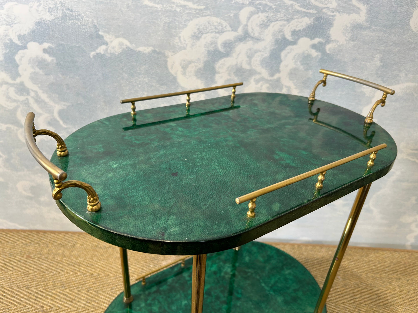 Petit Aldo Tura Bar Cart in Forrest Green, Italy, 1960s